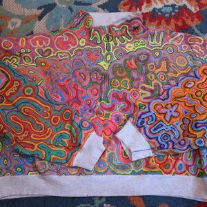 Hand Painted Cropped Half Zip Sweatshirt